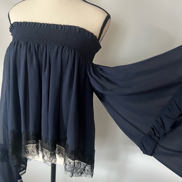 Nicholas Navy Lace Off Shoulder Top - Picture 6 of 16